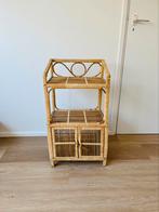 Vintage rotan bijzettafel kast ladekast kast bamboe retro, Ophalen of Verzenden