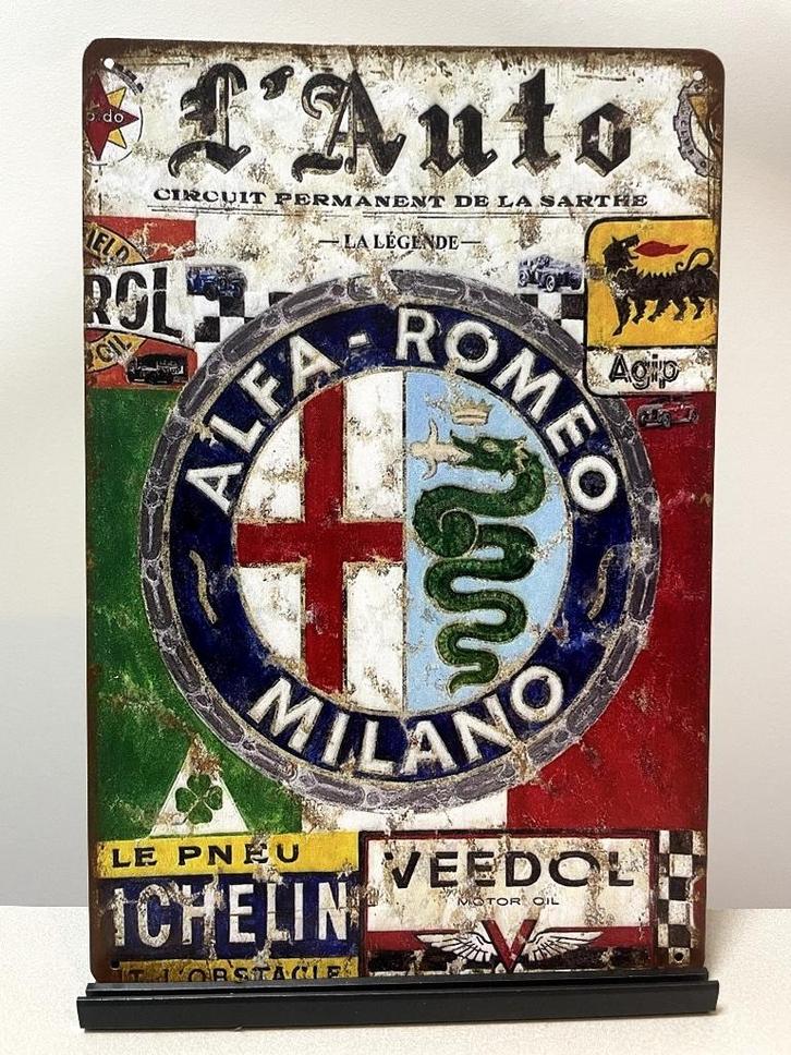 Alfa Romeo metalen reclamebord (Old Look), Verzamelen, Automerken, Motoren en Formule 1, Nieuw, Auto's, Ophalen of Verzenden