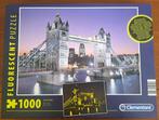 Clementoni puzzel Tower Bridge, Fluorescent 1000 stukjes, Ophalen, 500 t/m 1500 stukjes, Zo goed als nieuw, Legpuzzel
