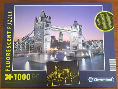 Clementoni puzzel Tower Bridge, Fluorescent 1000 stukjes, Hobby en Vrije tijd, Denksport en Puzzels, Zo goed als nieuw, Legpuzzel