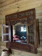 Spiegel met koloniaal houtsnijwerk Teak, Huis en Inrichting, Ophalen, Zo goed als nieuw, 75 tot 100 cm, Minder dan 100 cm