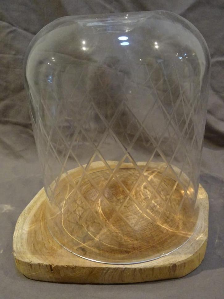 stolp geslepen glas met boom schijf, Huis en Inrichting, Woonaccessoires | Stolpen, Gebruikt, Ophalen of Verzenden