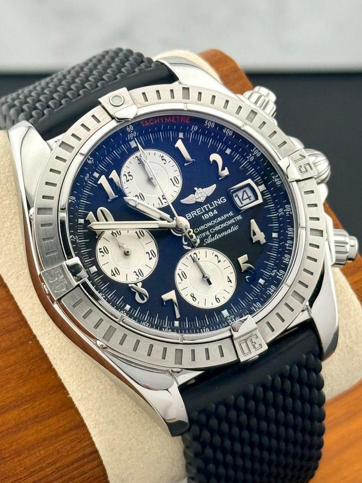 Breitling Chronomat Evolution A13356 Zwart, Sieraden, Tassen en Uiterlijk, Horloges | Heren, Zo goed als nieuw, Breitling, Staal