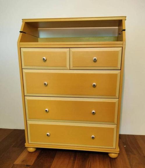 Vintage-look okergele commode kast, Kinderen en Baby's, Kinderkamer | Commodes en Kasten, Gebruikt, Commode, 105 cm of meer, 75 tot 100 cm