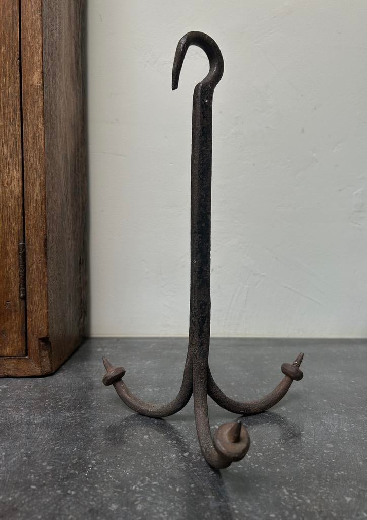 Kleine oude smeedijzeren Wildhaak Brocante landelijk, Antiek en Kunst, Curiosa en Brocante, Ophalen of Verzenden