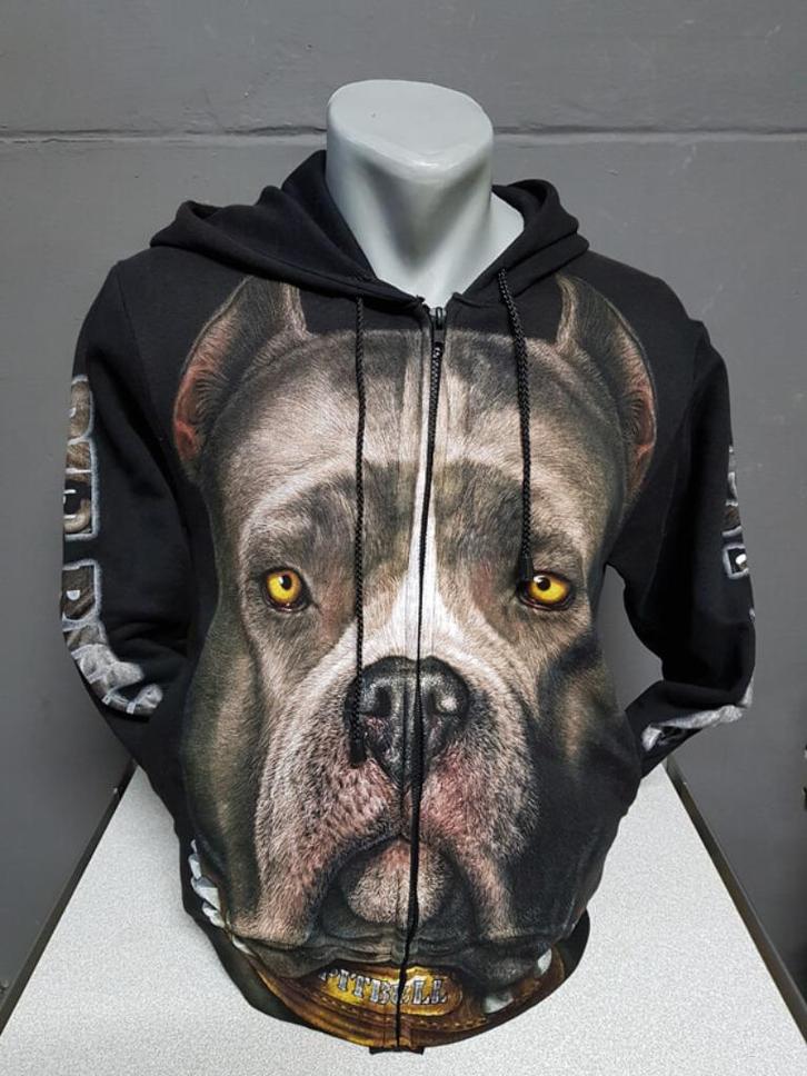 Zwart vest, pitbul, printvest, Kleding | Heren, Truien en Vesten, Nieuw, Overige maten, Zwart, Ophalen of Verzenden