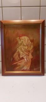 Dame op stoel olieverf schilderij, Ophalen of Verzenden