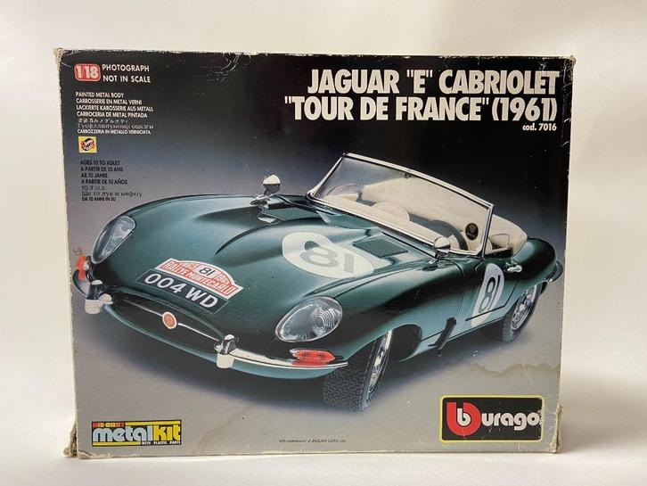 Burago 1:18 Jaguar "E" Cabriolet "Tour de France" (1961), Hobby en Vrije tijd, Modelbouw | Auto's en Voertuigen, Zo goed als nieuw