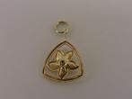 Zilveren vergulde hanger bloem met granaat              Z121, Gebruikt, ., Ophalen of Verzenden, .
