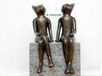 235* Bronzen set poesjes (Boven €75 geen verzendkosten), Tuin en Terras, Ophalen of Verzenden, Nieuw, Overige materialen, Dierenbeeld