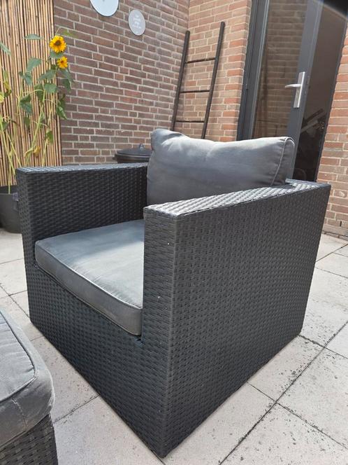 Bois Le Duc Loungestoel met Hocker/tafel en kussens, Tuin en Terras, Tuinstoelen, Gebruikt, Wicker, Ophalen