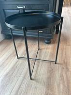 Zwart rond bijzettafeltje, Ophalen of Verzenden, Rond, Hout, Minder dan 55 cm