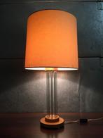Arts & crafts jaren 20 30 lamp houten voet met glas staafjes, Glas staafjes, Gebruikt, Arts & crafts, Ophalen of Verzenden
