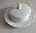 Botervloot,Deksel,Porselein,Wit,Zilver,chocolade,boter, Huis en Inrichting, Keuken | Servies, Overige typen, Ophalen of Verzenden