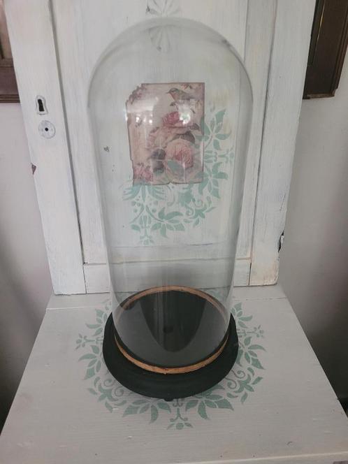 Antieke dun glazen stolp origineel onderbord foto 1 t/m 3, Huis en Inrichting, Woonaccessoires | Stolpen, Zo goed als nieuw, Ophalen