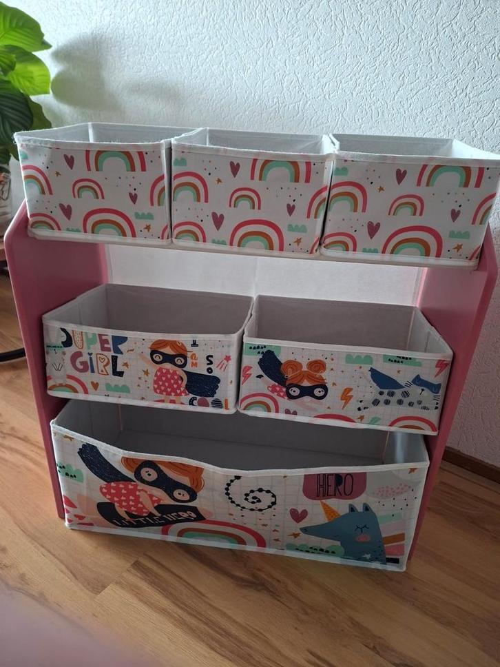 Roze kast speelgoedkast met 6 manden - kinderkamer opberger, Kinderen en Baby's, Kinderkamer | Commodes en Kasten, Gebruikt, Ophalen