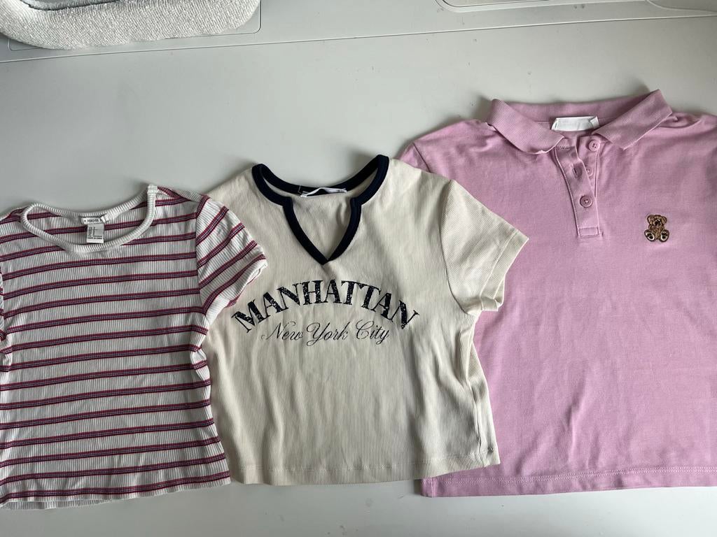Kinderkleding set: 3 shirts, Kleding | Dames, T-shirts, Zo goed als nieuw, Maat 36 (S), Roze, Korte mouw, Ophalen of Verzenden