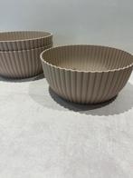 3 Beige Bloempotten, Tuin en Terras, Bloempotten, Ophalen of Verzenden, Nieuw, Rond, Kunststof