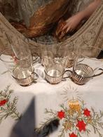 6 H Hooijkaas Douwe Egberts Empire theeglas in verzilverde h, Huis en Inrichting, Keuken | Servies, Glas of Glazen, Ophalen of Verzenden