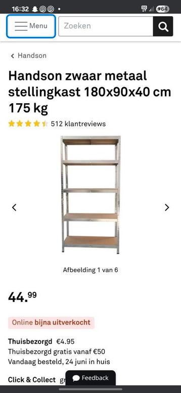 Nieuwe stellingkast  beschikbaar voor biedingen