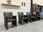 4 Jan Neggers Eetkamerstoel op wielen Grijs leer, Huis en Inrichting, Stoelen, Leer, Ophalen of Verzenden, Zo goed als nieuw, Grijs