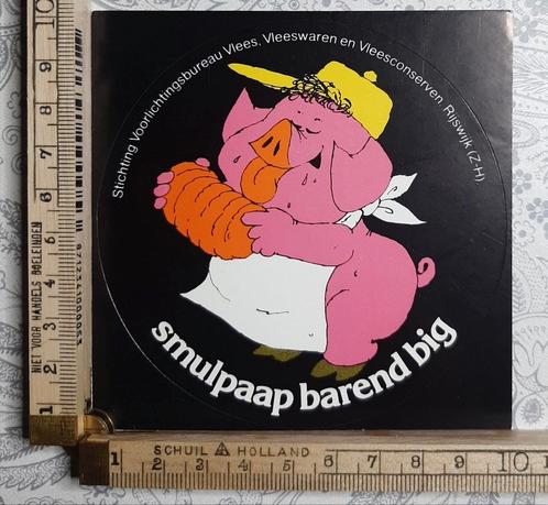 Vintage sticker Smulpaap Barend Big strip varken vlees, Verzamelen, Stickers, Zo goed als nieuw, Overige typen, Ophalen of Verzenden