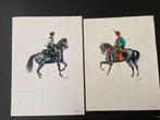 2 Huzaren te paard in Pavia in 1910 en Alcantara in 1775, Ophalen of Verzenden, Landmacht, Overige gebieden, Kunstobject