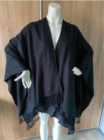 Zwarte Omslagdoek sjaal met franje Pashmina Poncho, Ophalen of Verzenden, Zo goed als nieuw, Pashmina