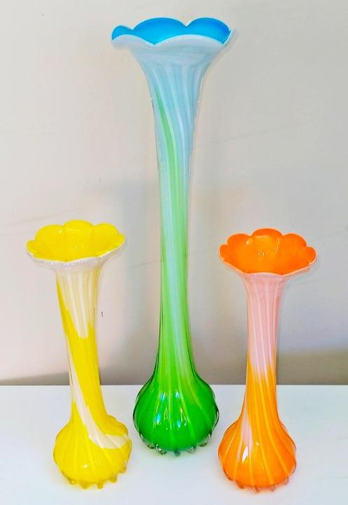 3 Murano Glaskunst Glazen vazen - 50 & 2x 30CM - 1Koop, Antiek en Kunst, Antiek | Glas en Kristal, Ophalen of Verzenden