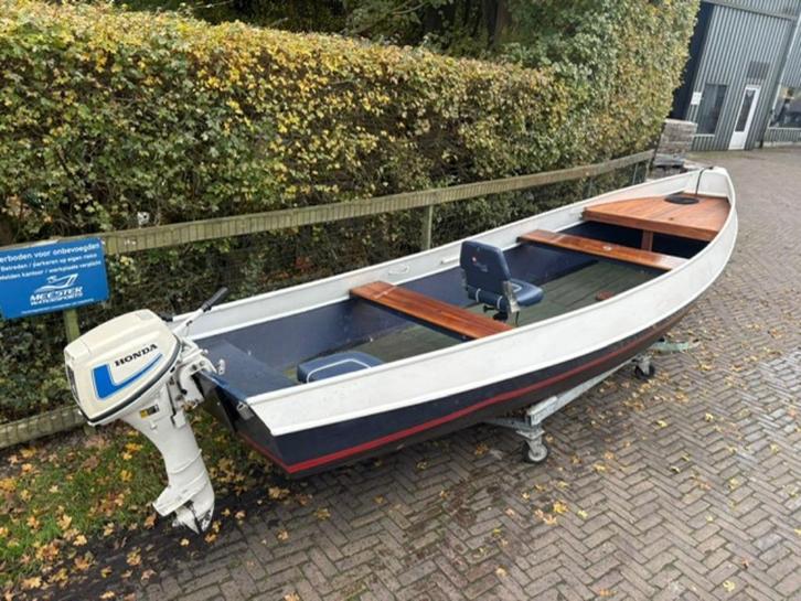 Mooie stalen Vlet met Honda 8pk 4 takt, vis/tourboot, Watersport en Boten, Vis- en Consoleboten, Gebruikt, Tot 10 pk, 3 tot 6 meter