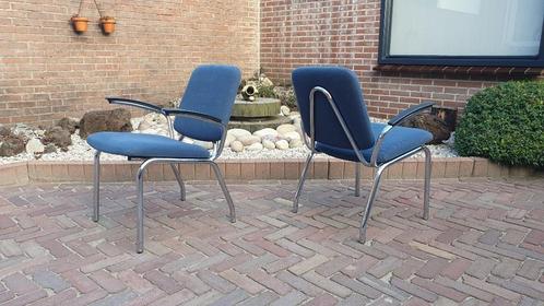 Vintage Gebr de Wit fauteuils, Huis en Inrichting, Fauteuils, Gebruikt, Metaal, Stof, 50 tot 75 cm, Minder dan 75 cm, Ophalen