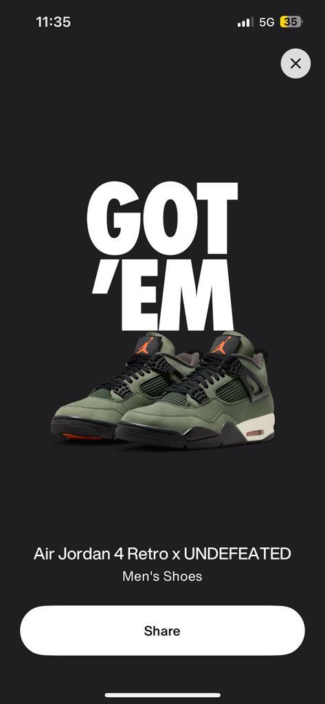 Nike Air Jordan 4 Retro OG SP Undefeated maat 43, Kleding | Heren, Schoenen, Nieuw, Sneakers of Gympen, Overige kleuren, Ophalen of Verzenden