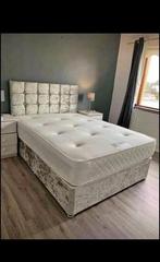 Luxury Velvet Upholstered Bed – Available in Multiple Sizes, Verzenden, Tweepersoons, Dekbedovertrek