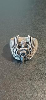 Zilveren ring Tukse vlag Krijger vleugels, Sieraden, Tassen en Uiterlijk, Ringen, Gebruikt, 20 of groter, Ophalen of Verzenden