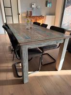 Eettafel met passende stoelen (6), Ophalen, 200 cm of meer, 50 tot 100 cm, Zo goed als nieuw