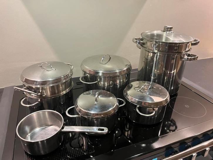 Pannenset, Huis en Inrichting, Keuken | Potten en Pannen, Gebruikt, Pannenset, Rvs, Ophalen