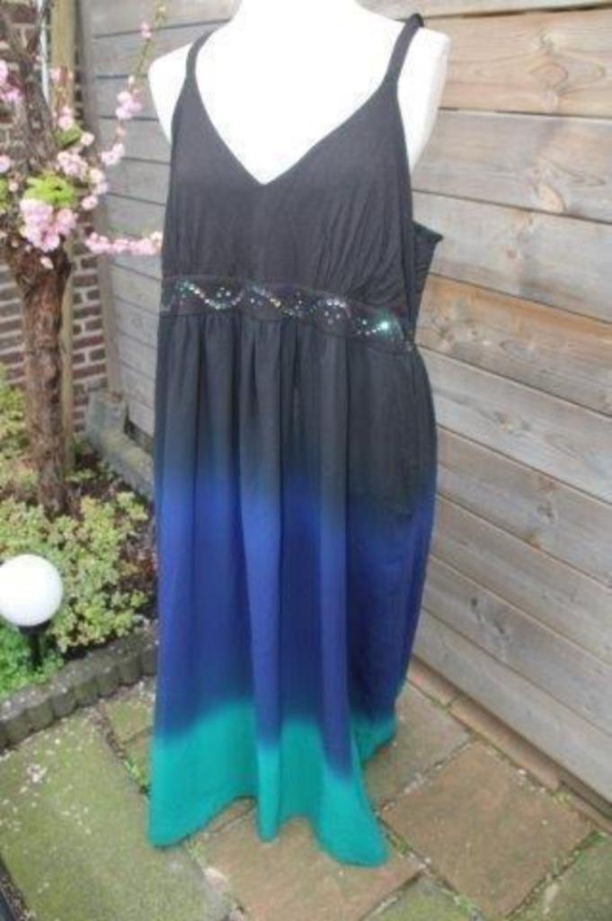 Jurk zwart/ groen/ blauw Ulla Popken mt 50/52 Vaste prijs, Kleding | Dames, Grote Maten, Zo goed als nieuw, Jurk, Zwart, Ophalen of Verzenden