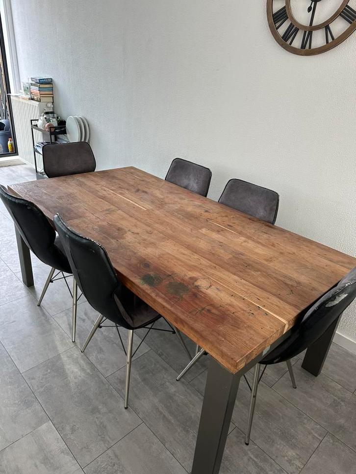 XOOON eettafel met 6 stoelen, Huis en Inrichting, Tafels | Eettafels, Zo goed als nieuw, 50 tot 100 cm, 150 tot 200 cm, Rechthoekig