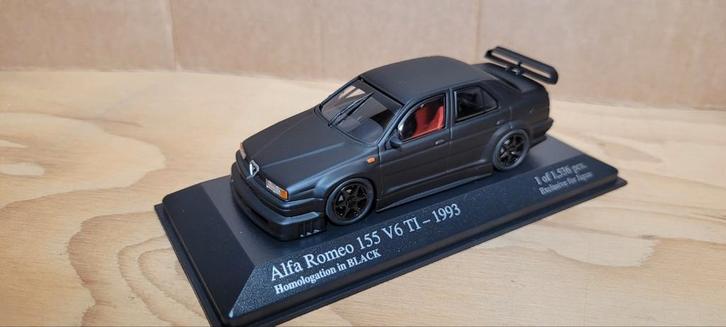 Minichamps 1993 Alfa Romeo 155 V6 Ti Homologation in black, Hobby en Vrije tijd, Modelauto's | 1:43, Zo goed als nieuw, Auto, MiniChamps