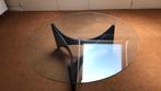Design glazen tafel met zwart onderstel 108 doorsnee, Huis en Inrichting, Tafels | Salontafels, 100 tot 150 cm, Rond, Zo goed als nieuw