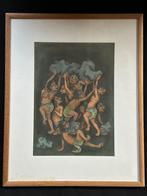 Bali Pendet Indonesië Aquarel  schilderij nr 2 54/46 cm, Antiek en Kunst, Kunst | Niet-Westerse kunst, Ophalen of Verzenden