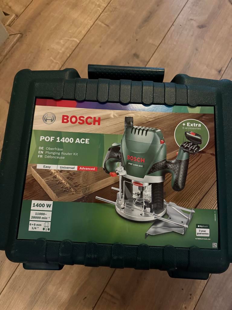 Bosch POF 1400 ACE Bovenfrees - Inclusief accessoires, Ophalen of Verzenden, Zo goed als nieuw, Elektrisch, Bovenfrees