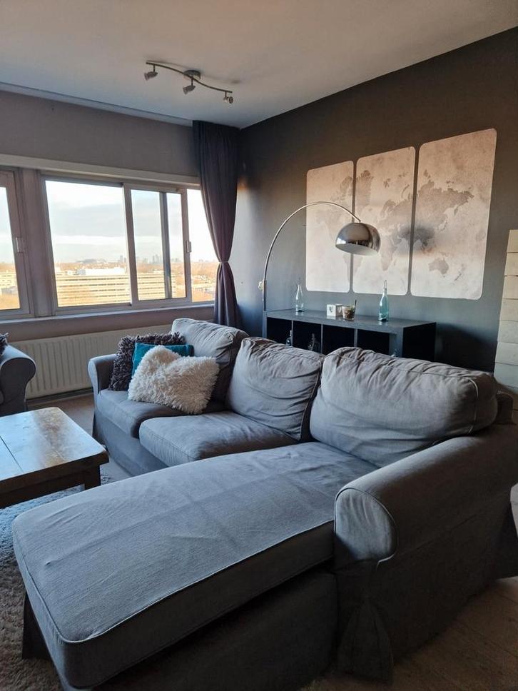 IKEA EKTORP hoekbank met chaise longue – grijs, Huis en Inrichting, Banken | Complete zithoeken, Gebruikt, Stof, Ophalen