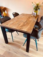Trendy eettafel met industriele look 160 x 90 cm, Huis en Inrichting, Tafels | Eettafels, Zo goed als nieuw, 150 tot 200 cm, Vier personen