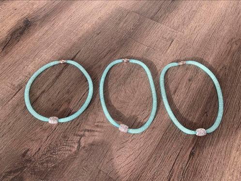 Partij licht gewicht kettingen 3 stuks strass ZK58/8, Sieraden, Tassen en Uiterlijk, Kettingen, Nieuw, Overige materialen, Zilver