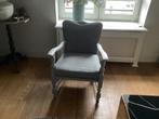 Prachtige blauw-grijze Rookstoel, Huis en Inrichting, Fauteuils, Ophalen, Hout, Gebruikt, Minder dan 75 cm