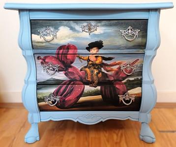 Blauwe buikkastje Thierry Bruet, ballondier, ladekast beschikbaar voor biedingen