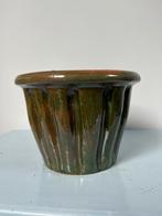 Oude puddingvorm, geglazuurd groen en bruin aardewerk, Ophalen of Verzenden