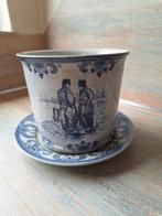 Delfs Blauwe Bloempot met Schaal, Antiek en Kunst, Ophalen