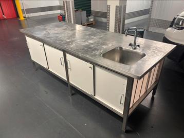 RVS keukeneiland met spoelbak/ Spoeltafel beschikbaar voor biedingen